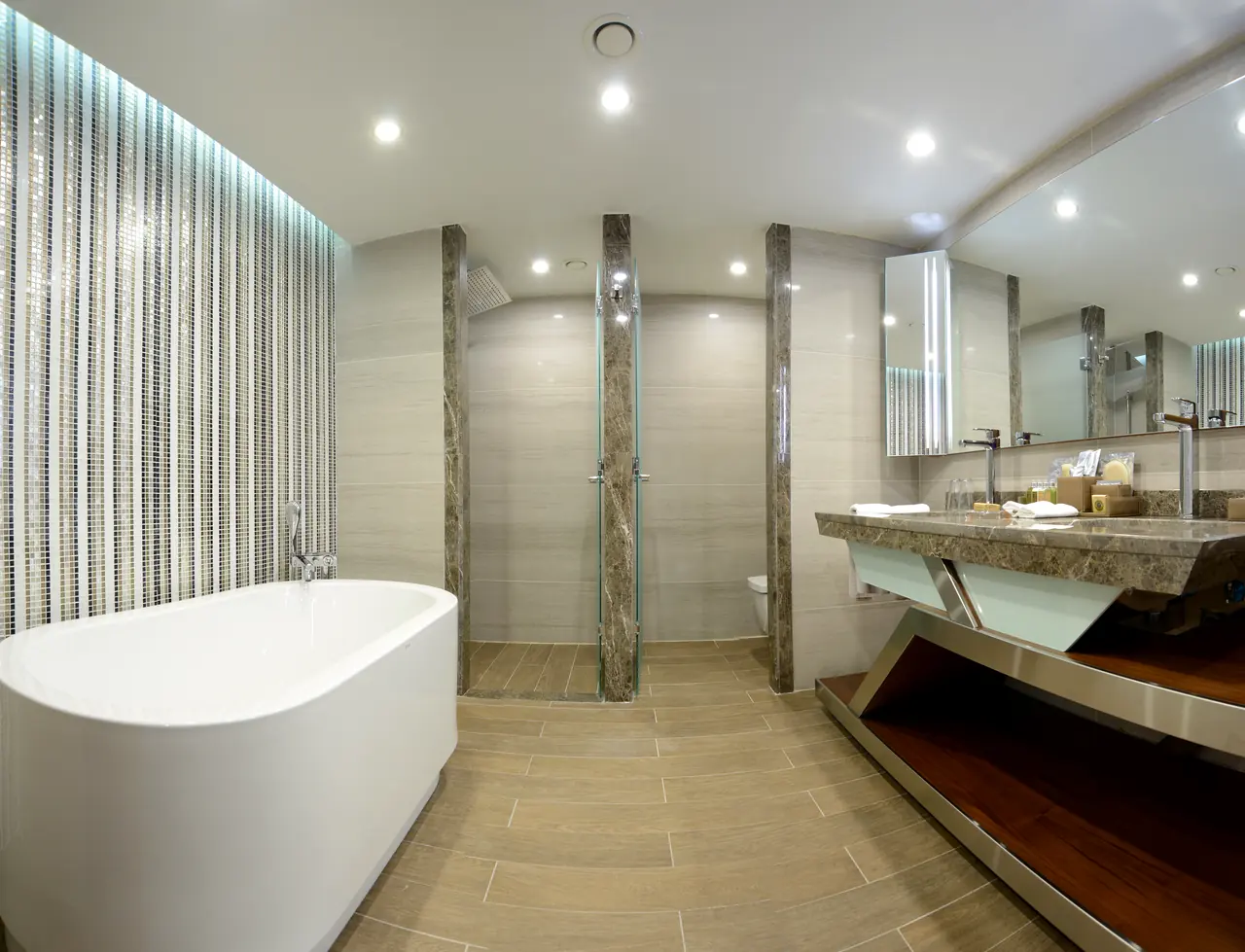 Rixos Premium Belek — Bathroom with freestanding bath and double vanity